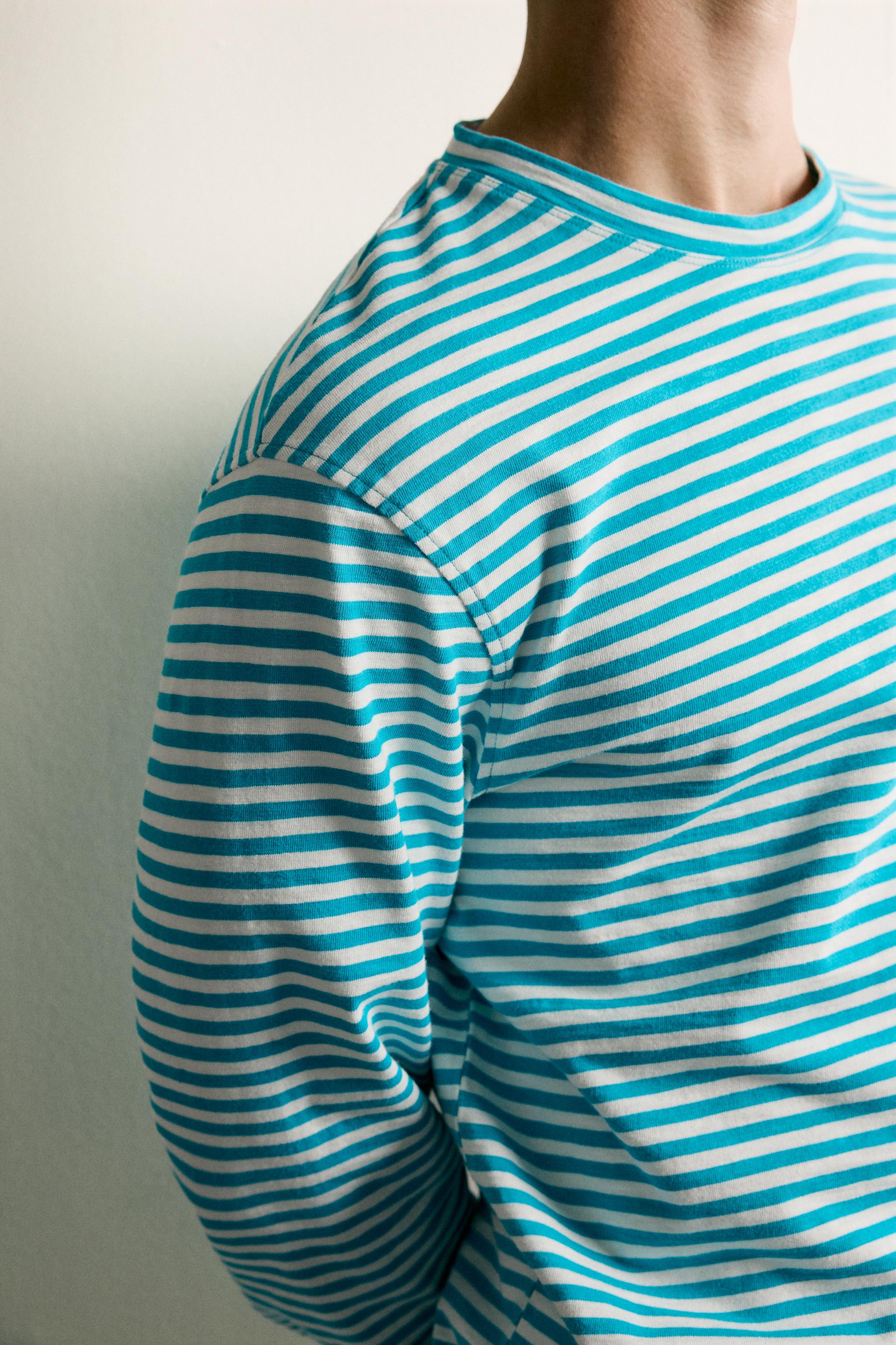 T-SHIRT COUPE REGULAR JACQUARD À RAYURES FLAMÉ